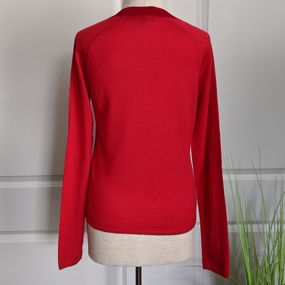 rag & bone 100% Merino Wool Sweater Pamela V-Neck Cut Out Detail Red M NWT - Picture 5 of 8